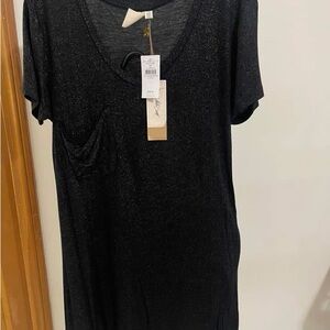 Black Shimmer Short Sleeve Dress